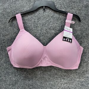 Playtex Secrets Smoothing Bra 46D Pink Wireless Full Coverage Lightly Padded NEW
